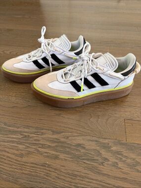 Adidas Women's White Black Neon Yellow Platform Sneakers
